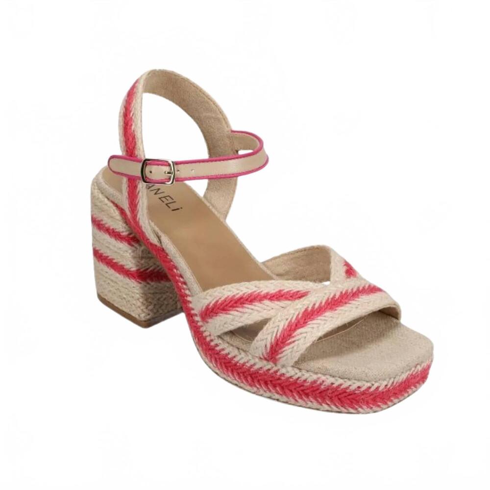 NEW VANELI women's mahira block espadrille heels in fushia/natural